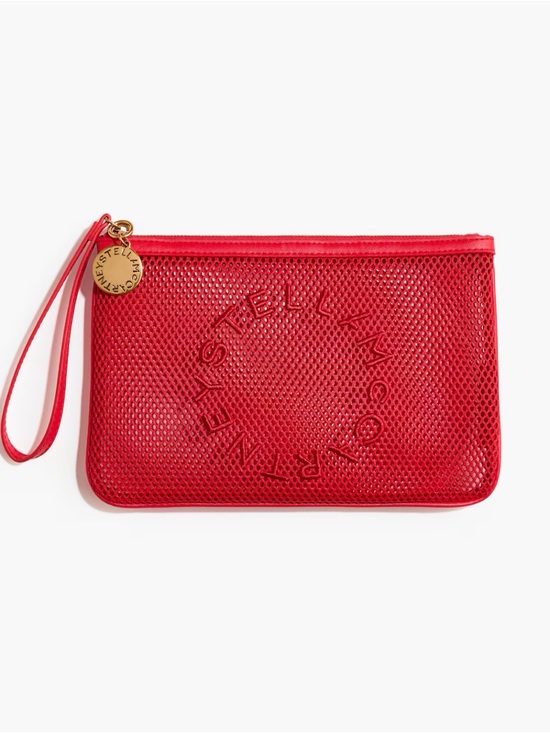 Stella McCartney Handbags - Stella McCartney Red Perforated Wristlet Pouch with Logo Medallion